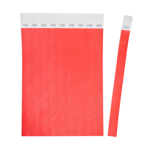 Braccialetti identificativi in Tyvek® Avery resistenti all'acqua - conf. 500 pz - rosso fluo - TYVRD-50